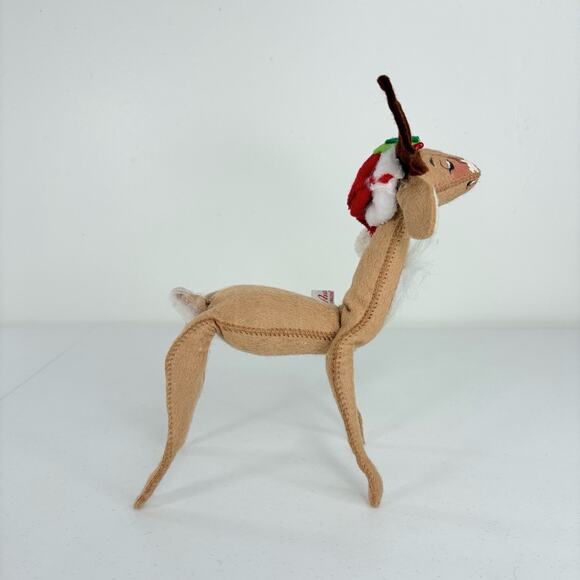 Vtg 1970 Annalee Reindeer Mobilitee Standing Posable With Santa Hat Christmas - Picture 5 of 11